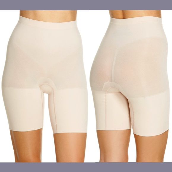 NIB $36 Spanx [ Small ] Mid-Thigh Power Shaping Shorts in‎ Soft Nude - Picture 1 of 12